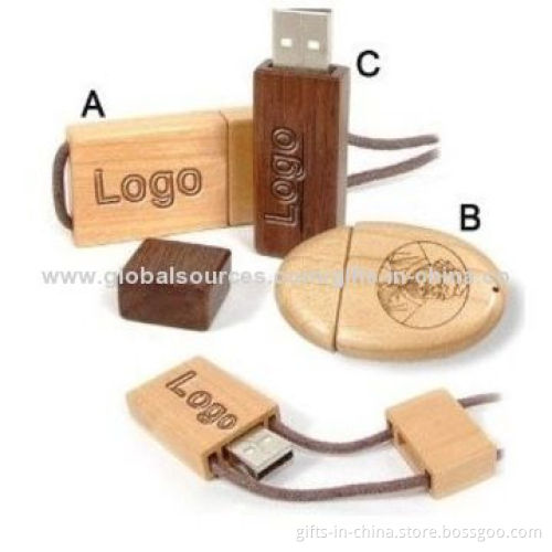Wooden USB Flash Drive with Different Capacity Available, Supports Plug-and-play Function